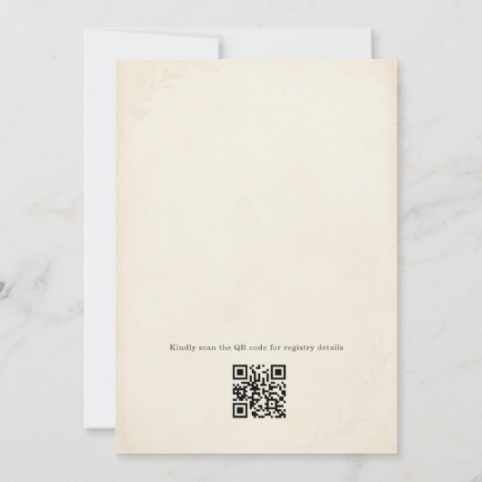 Victorian Floral Art Nouveau QR Code Bridal Shower 招待状 (裏面)