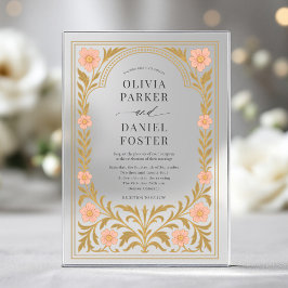 Victorian Floral Art Nouveau Wedding アクリル招待状