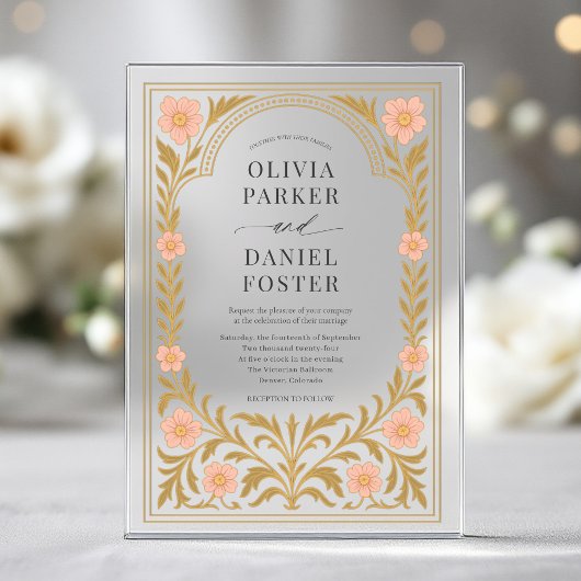 Victorian Floral Art Nouveau Wedding アクリル招待状