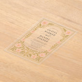 Victorian Floral Art Nouveau Wedding アクリル招待状 (レイダウン)