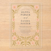 Victorian Floral Art Nouveau Wedding アクリル招待状 (正面)