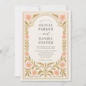 Victorian Floral Art Nouveau Wedding 招待状 (正面)