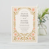 Victorian Floral Art Nouveau Wedding 招待状 (スタンド正面)