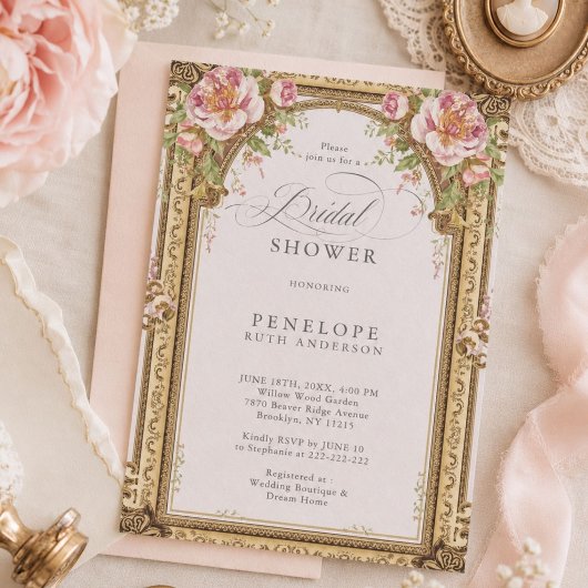 victorian floral bridal shower invite 招待状