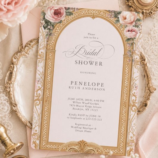 victorian floral bridal shower invite 招待状