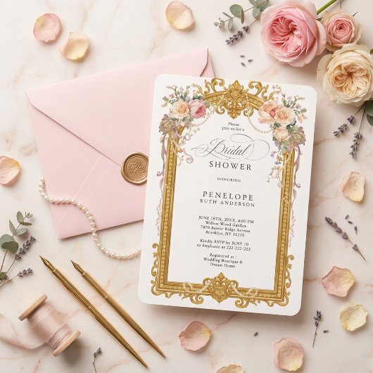 victorian floral bridal shower invite 招待状