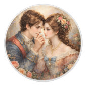 Victorian Floral Couple Romantic Antique Style セラミックノブ (正面)