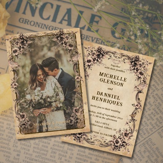 Victorian Floral Frame Wedding Invitation 招待状