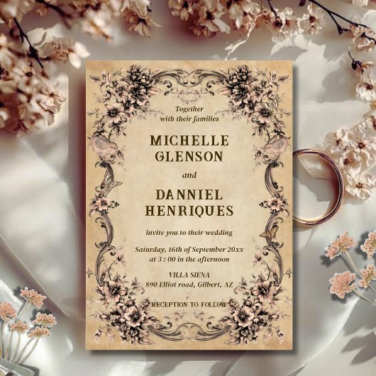Victorian Floral Frame Wedding Invitation 招待状