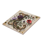 Victorian Floral Gold Letter L Monogram タイル (側面)