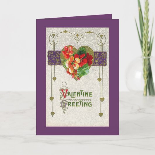 Victorian Floral Heart Valentine's Day Card シーズンカード (正面)