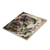 Victorian Floral Patina Letter F Monogram タイル (側面)