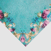 Victorian floral rose flowers elegant teal purple 薄葉紙 (詳細)