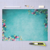 Victorian floral rose flowers elegant teal purple 薄葉紙 (クラフト)