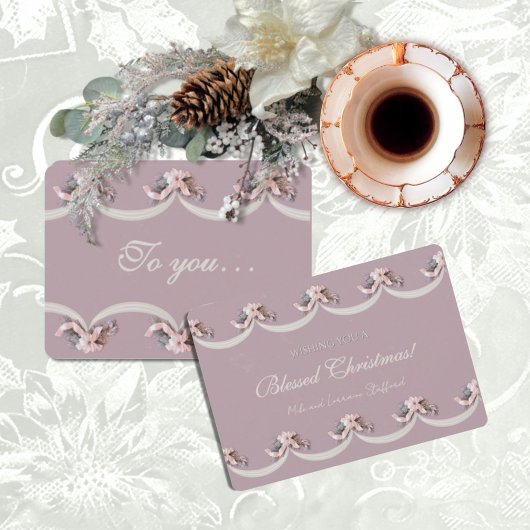 Victorian Floral Tapestry in Rose Holiday Card シーズンカード