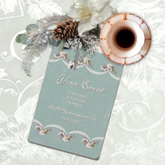 Victorian Floral Tapestry Invitation in Green