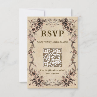 Victorian Floral Wedding QR Code RSVP