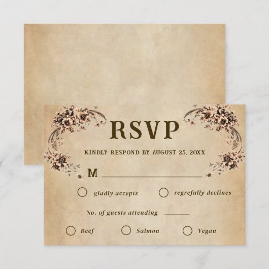 Victorian Floral Wedding RSVP (正面/裏面)