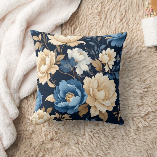 Victorian flowers Blue クッション (ブランケット)