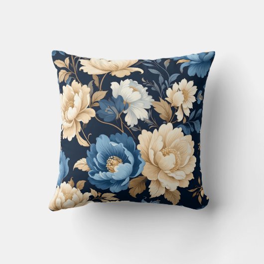 Victorian flowers Blue クッション (裏面)