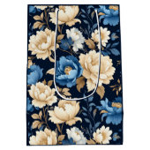 Victorian flowers blue Gift Bag ミディアムペーパーバッグ (裏面)