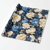 Victorian flowers blue Gift Bag ラッピングペーパー (アンロールド)