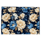 Victorian flowers blue Gift Bag ラージペーパーバッグ (裏面)