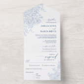 Victorian French Dusty Blue Floral Wedding オールインワン招待状 (内側)