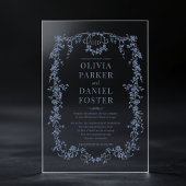 Victorian French Dusty Blue Wedding Monogram アクリル招待状