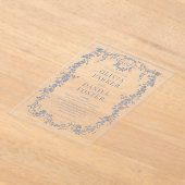 Victorian French Dusty Blue Wedding Monogram アクリル招待状 (レイダウン)