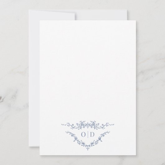 Victorian French Dusty Blue Wedding Monogram 招待状 (裏面)