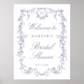 Victorian French Lavender Bridal Shower Welcome ポスター (正面)