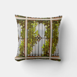 Victorian Garden Stained glass Window Curtain クッション