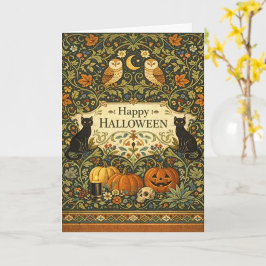 Victorian Garden Vintage Halloween カード (黄色い花)