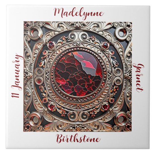 Victorian Garnet January Birthstone タイル (正面)