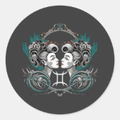Victorian Gemini Gothic Sticker ラウンドシール (正面)