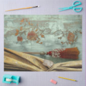 Victorian Glam Gold Drape Red Tassel Teal Floral 薄葉紙 (クラフト)