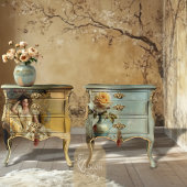 Victorian Glam Lady Gold Baroque Sofa Cream Gown 薄葉紙