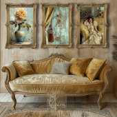 Victorian Glam Rose Drape Portrait Gold Teal Set ラッピングペーパーシート