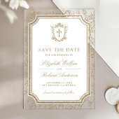 Victorian Gold Catholic Wedding Save the Date アクリル招待状