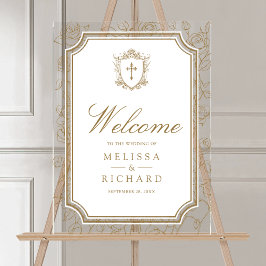 Victorian Gold Catholic Wedding Welcome アクリルサイン
