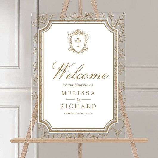 Victorian Gold Catholic Wedding Welcome アクリルサイン