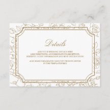 Victorian Gold Floral Line Art Wedding Details