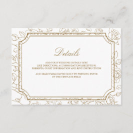 Victorian Gold Floral Line Art Wedding Details エンクロージャーカード