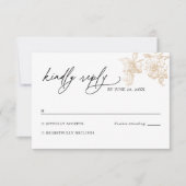 Victorian Gold Floral Wedding RSVP Card (正面)