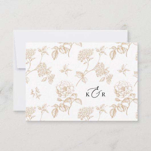 Victorian Gold Floral Wedding RSVP Card (裏面)