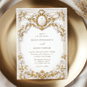 Victorian Gold & White Baroque Frame Wedding 招待状