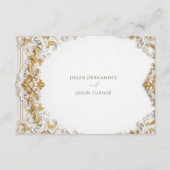 Victorian Gold & White Baroque RSVP with QR Code エンクロージャーカード (裏面)