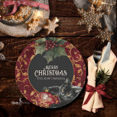 Victorian Gothic Black Cat Christmas Party Plate ペーパープレート