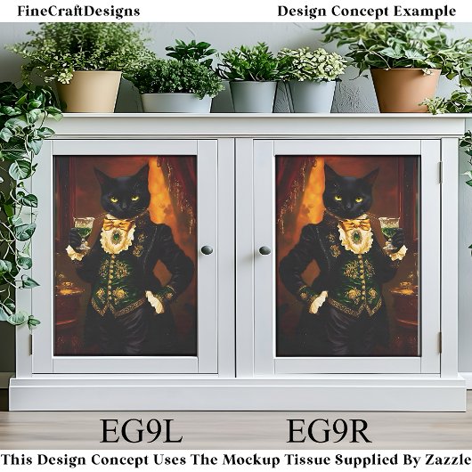 Victorian Gothic Cat with Absinthe EG9L Decoupage 薄葉紙